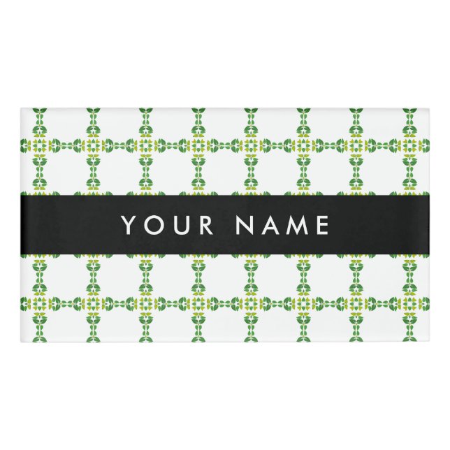 Leaf-Muster, grüne Blätter, Ihr Name Namenschild (Vorderseite)
