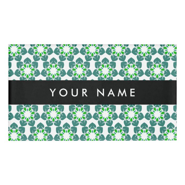 Leaf-Muster, grüne Blätter, Ihr Name Namenschild (Vorderseite)