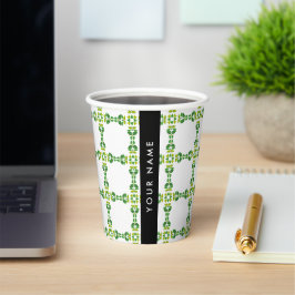 Leaf-Muster, grüne Blätter, Ihr Name Pappbecher
