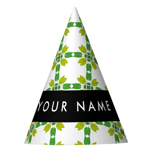 Leaf-Muster, grüne Blätter, Ihr Name Partyhütchen (Vorderseite)