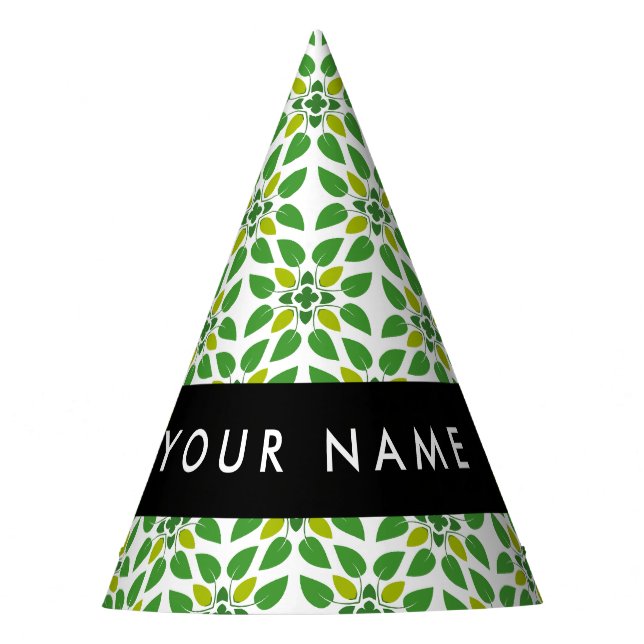 Leaf-Muster, grüne Blätter, Ihr Name Partyhütchen (Vorderseite)
