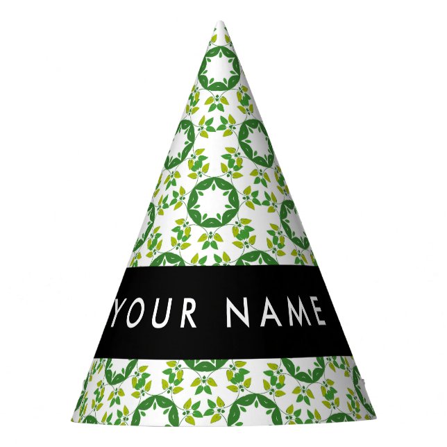 Leaf-Muster, grüne Blätter, Ihr Name Partyhütchen (Vorderseite)