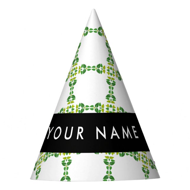Leaf-Muster, grüne Blätter, Ihr Name Partyhütchen (Vorderseite)