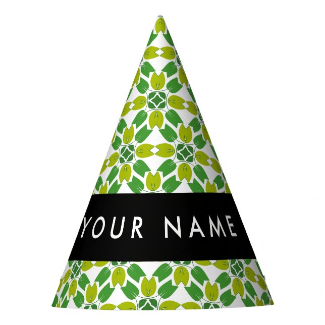 Leaf-Muster, grüne Blätter, Ihr Name Partyhütchen (Vorderseite)