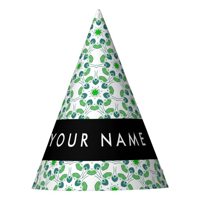 Leaf-Muster, grüne Blätter, Ihr Name Partyhütchen (Vorderseite)