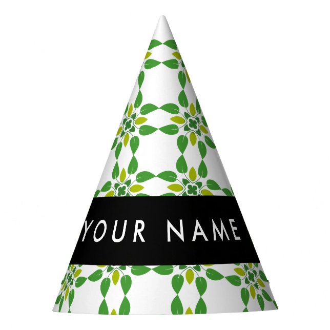 Leaf-Muster, grüne Blätter, Ihr Name Partyhütchen (Vorderseite)