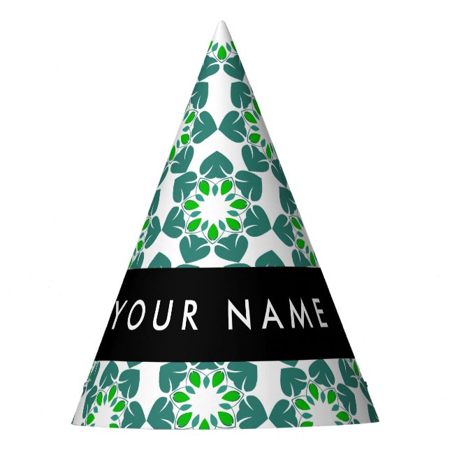 Leaf-Muster, grüne Blätter, Ihr Name Partyhütchen (Vorderseite)