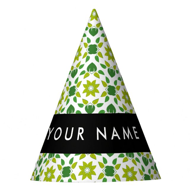 Leaf-Muster, grüne Blätter, Ihr Name Partyhütchen (Vorderseite)