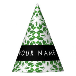 Leaf-Muster, grüne Blätter, Ihr Name Partyhütchen