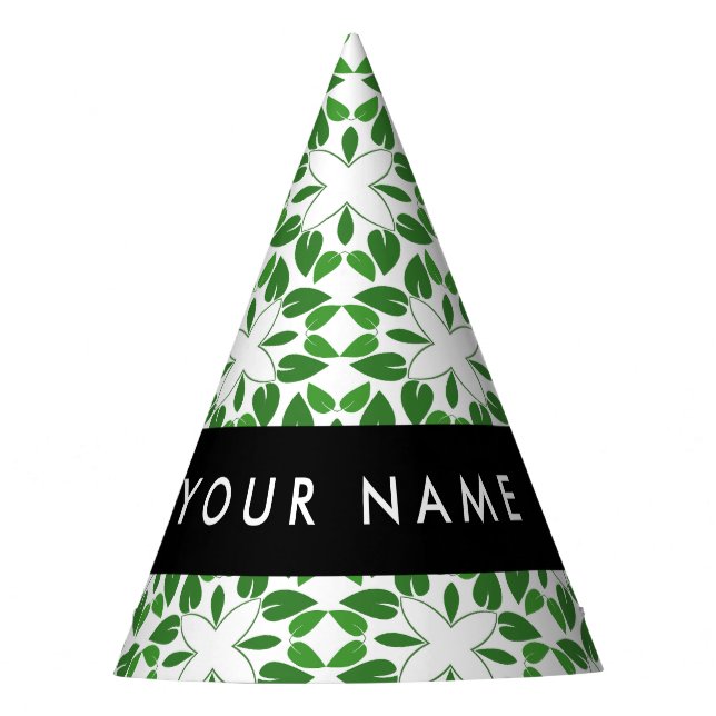 Leaf-Muster, grüne Blätter, Ihr Name Partyhütchen (Vorderseite)
