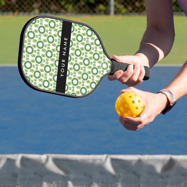 Leaf-Muster, grüne Blätter, Ihr Name Pickleball Schläger (InSitu)