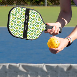 Leaf-Muster, grüne Blätter, Ihr Name Pickleball Schläger