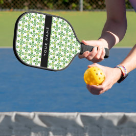 Leaf-Muster, grüne Blätter, Ihr Name Pickleball Schläger