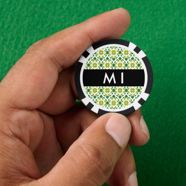 Leaf-Muster, grüne Blätter, Ihr Name Pokerchips (Hand)