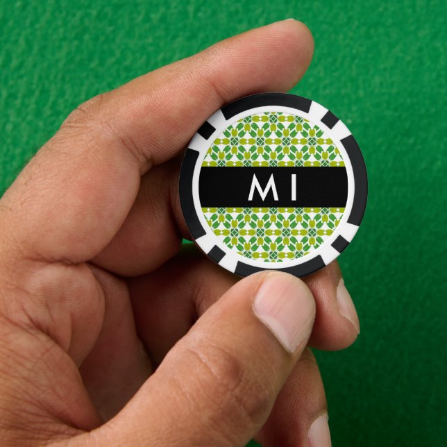 Leaf-Muster, grüne Blätter, Ihr Name Pokerchips (Hand)