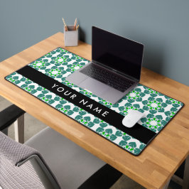 Leaf-Muster, grüne Blätter, Ihr Name Schreibtischunterlage