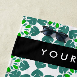 Leaf-Muster, grüne Blätter, Ihr Name Strandtuch