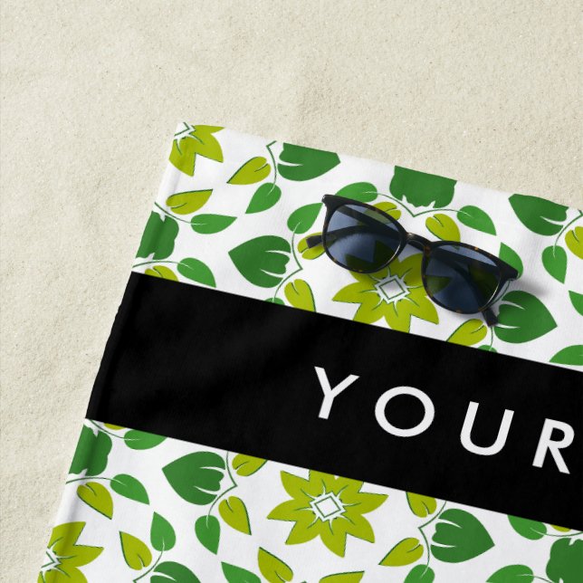Leaf-Muster, grüne Blätter, Ihr Name Strandtuch (Beispiel)