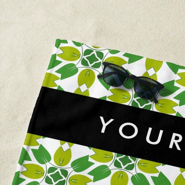 Leaf-Muster, grüne Blätter, Ihr Name Strandtuch (Beispiel)