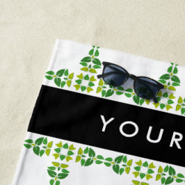 Leaf-Muster, grüne Blätter, Ihr Name Strandtuch