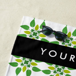 Leaf-Muster, grüne Blätter, Ihr Name Strandtuch