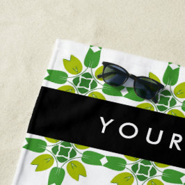 Leaf-Muster, grüne Blätter, Ihr Name Strandtuch