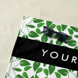 Leaf-Muster, grüne Blätter, Ihr Name Strandtuch