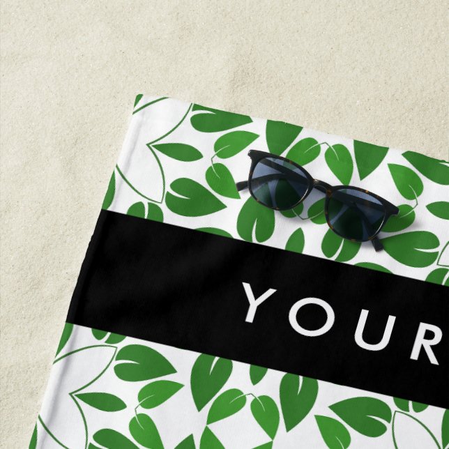 Leaf-Muster, grüne Blätter, Ihr Name Strandtuch (Beispiel)