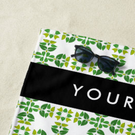 Leaf-Muster, grüne Blätter, Ihr Name Strandtuch