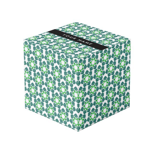 Leaf-Muster, grüne Blätter, Ihr Name Würfel (Vorderseite Schrägansicht)