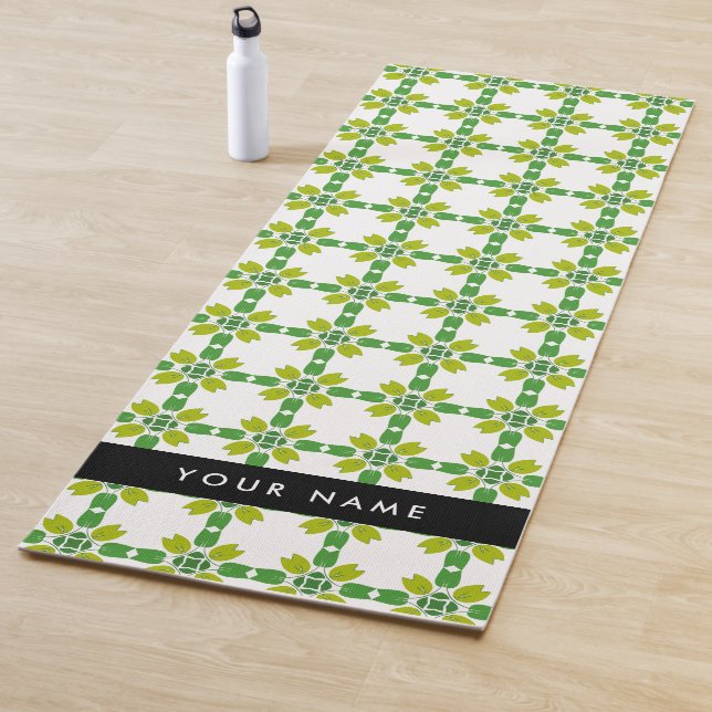 Leaf-Muster, grüne Blätter, Ihr Name Yogamatte (Beispiel)