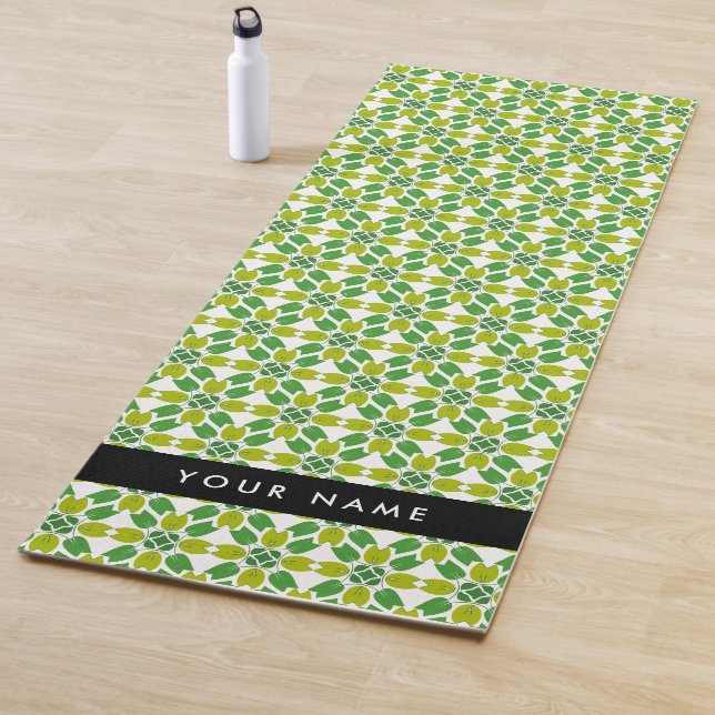 Leaf-Muster, grüne Blätter, Ihr Name Yogamatte (Beispiel)