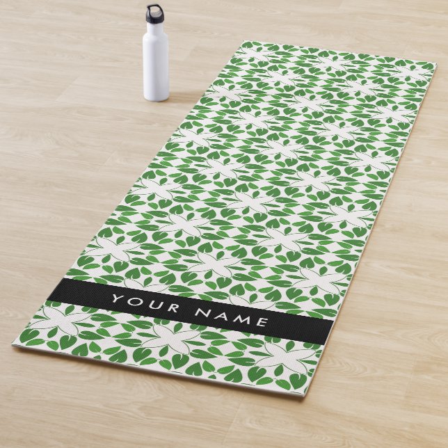 Leaf-Muster, grüne Blätter, Ihr Name Yogamatte (Beispiel)