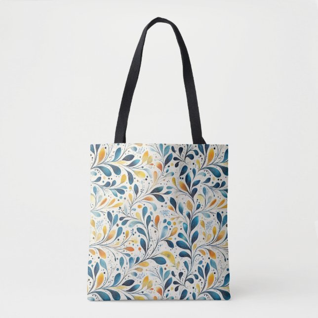 Leaf-Muster in Blau und Gold Paisley (2) (Vorderseite)