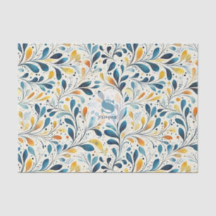 Leaf-Muster in Blau und Gold Paisley (2) Seidenpapier