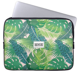 Leaf Muster individuelle Laptop-Ärmel für Monogram Laptopschutzhülle