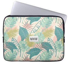 Leaf Muster individuelle Laptop-Ärmel für Monogram Laptopschutzhülle