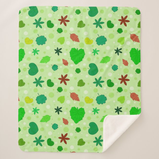 Leaf Muster mit verschiedenen Formen und Farben Sherpadecke (Vorderseite)