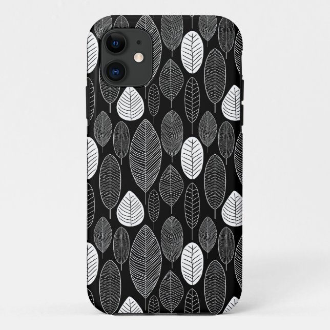 Leaf Muster - Schwarz auf Weiß Case-Mate iPhone Hülle (Rückseite)
