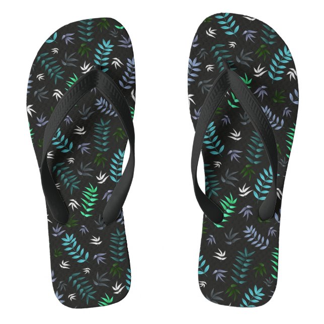Leaf-Muster stilvoll, modern blau & schwarz Flip Flops (Fußbett)