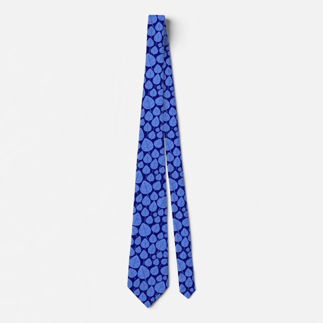 Leaf Pattern 02 - Baby Blue on Deep Navy Krawatte (Vorderseite)