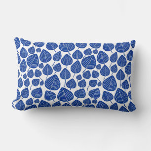Leaf Pattern 02 - Marine on White Lendenkissen