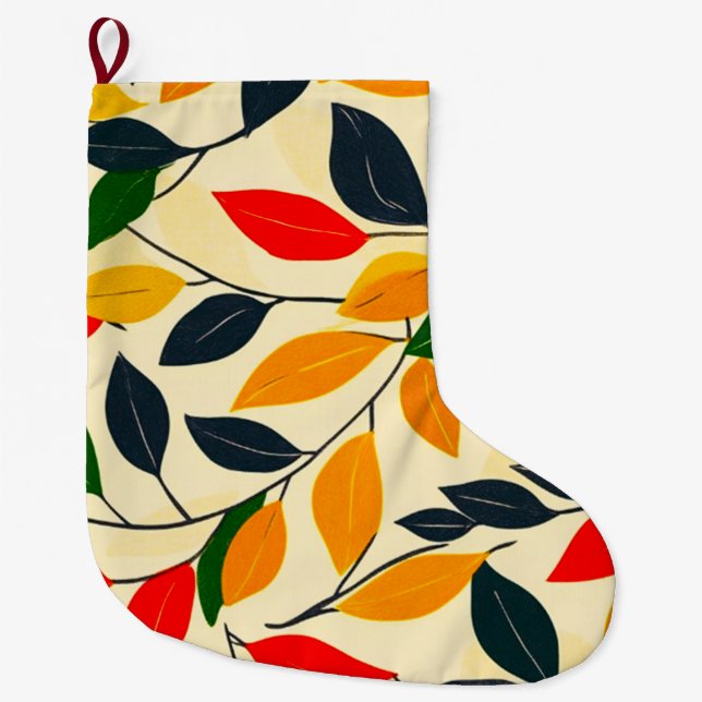 Leaf Pattern Großer Weihnachtsstrumpf (Vorderseite)