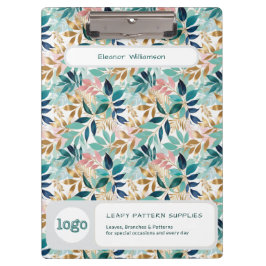 Leaf Pattern Small Business Name Logo Klemmbrett