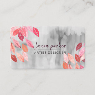 Leaf Pink Abstrakt Aquarellfarbe Pinselstriche Nat Visitenkarte