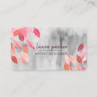 Leaf Pink Abstrakt Aquarellfarbe Pinselstriche Nat Visitenkarte