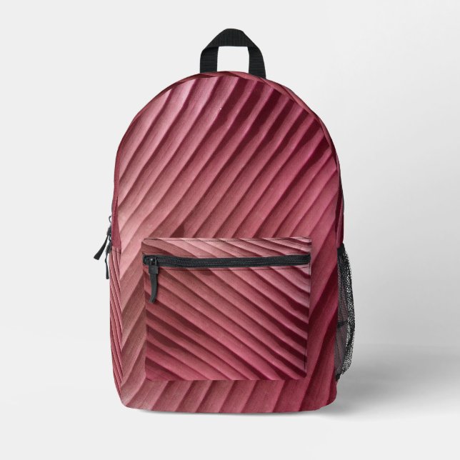 Leaf Red Diagonal Print Cut Sew Bag Bedruckter Rucksack (Vorderseite)
