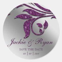 Leaf Rett Date Wedding Stickers Lila Sparkle