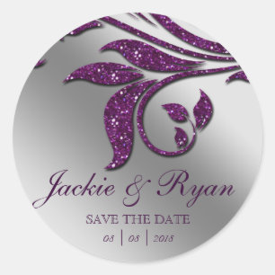 Leaf Rett Date Wedding Stickers Lila Sparkle