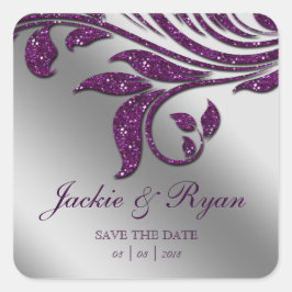 Leaf Rett Date Wedding Stickers Lila Sparkle 2